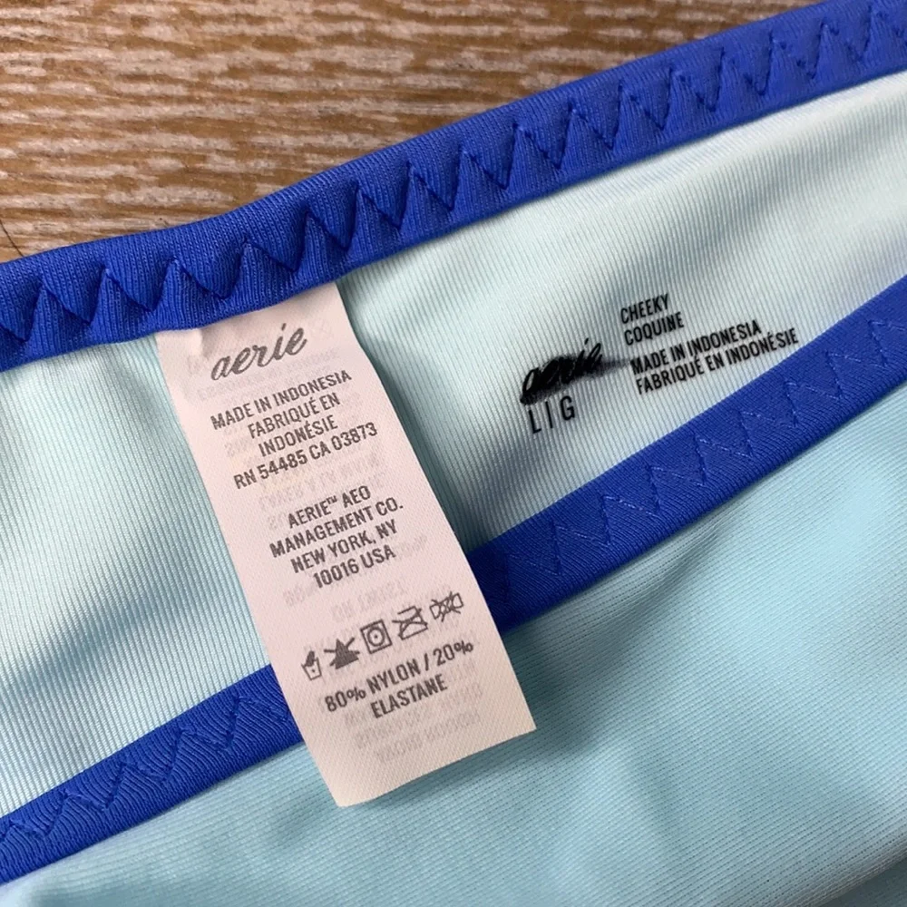 AERIE Blue Green Cheeky Side Tie Bikini Bottom